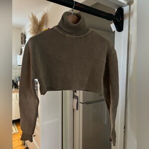 Zara Cropped Brown Turtleneck Sweater